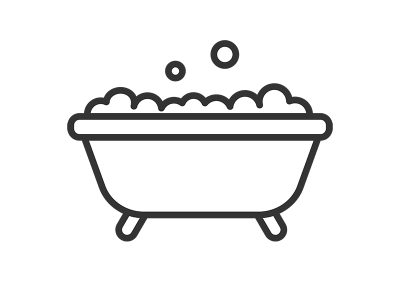 泡立った、バスタブのアイコン（線画）の無料イラスト｜透過PNG・商用利用OK