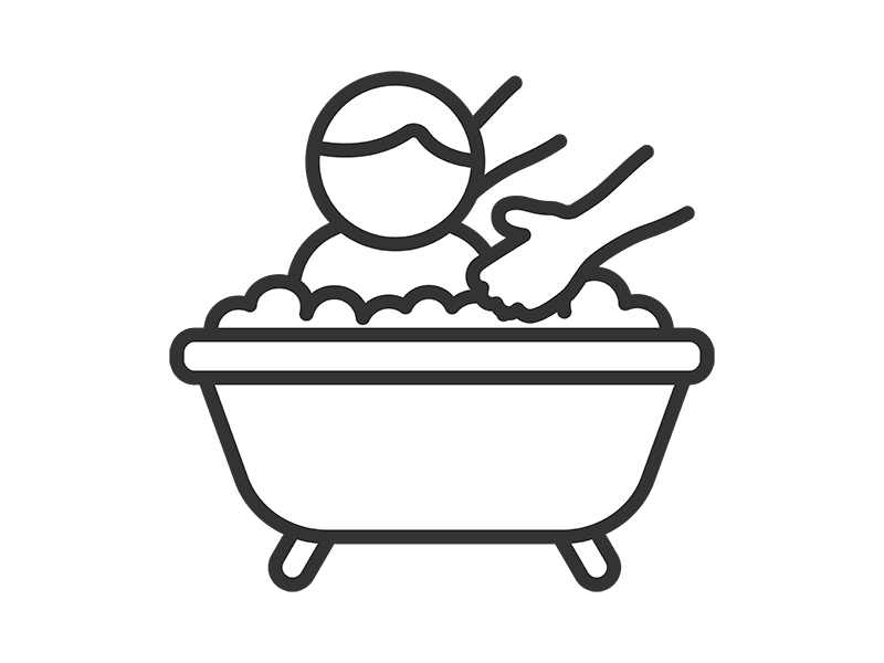 入浴介助のアイコン（線画）の無料イラスト｜透過PNG・商用利用OK