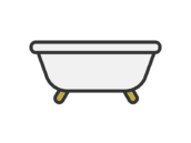 バスタブのアイコン（線画カラー）の無料イラスト｜透過PNG・商用利用OK