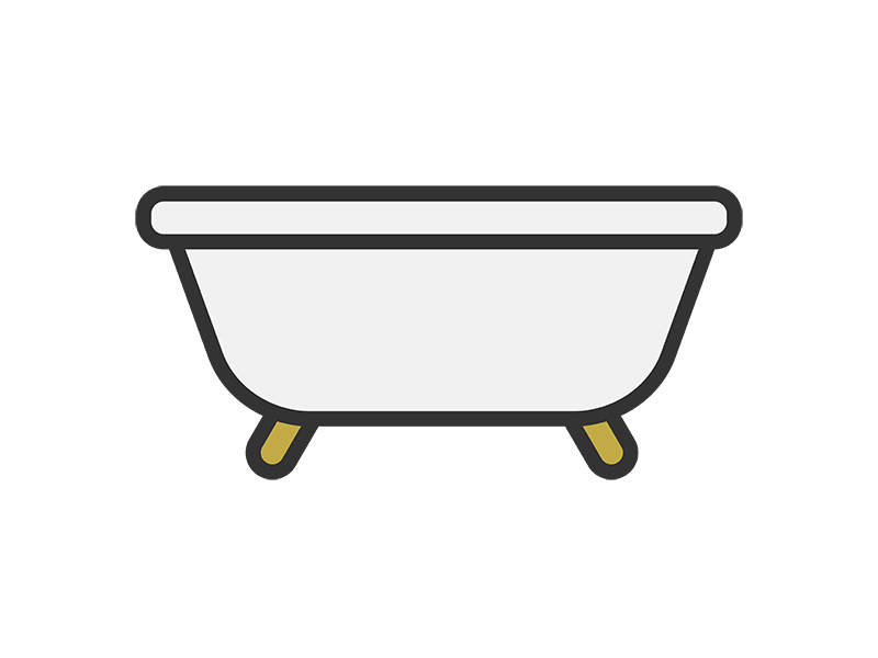 バスタブのアイコン（線画カラー）の無料イラスト｜透過PNG・商用利用OK