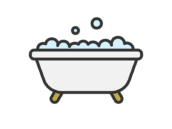 泡立った、バスタブのアイコン（線画カラー）の無料イラスト｜透過PNG・商用利用OK