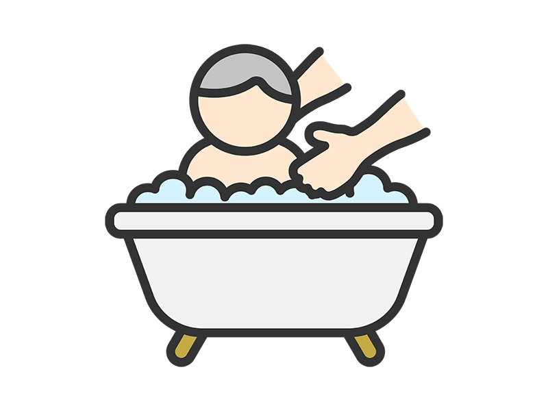 入浴介助のアイコン（線画カラー）の無料イラスト｜透過PNG・商用利用OK