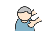 男性介護のアイコン（線画カラー）の無料イラスト｜透過PNG・商用利用OK