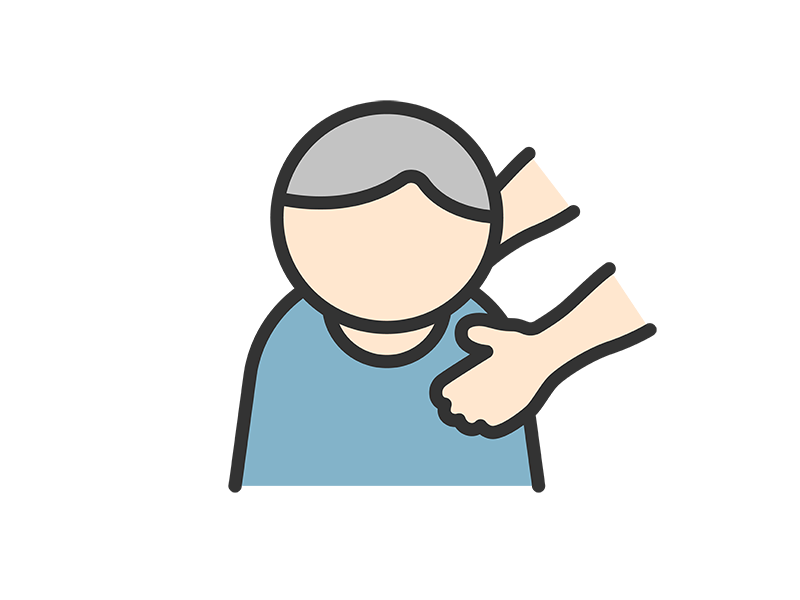 男性介護のアイコン（線画カラー）の無料イラスト｜透過PNG・商用利用OK