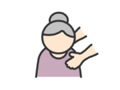 女性介護のアイコン（線画カラー）の無料イラスト｜透過PNG・商用利用OK