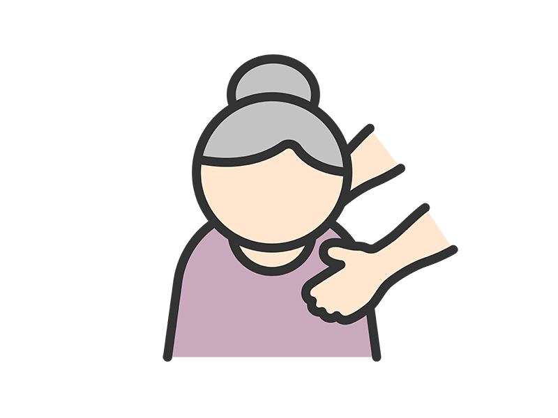 女性介護のアイコン（線画カラー）の無料イラスト｜透過PNG・商用利用OK