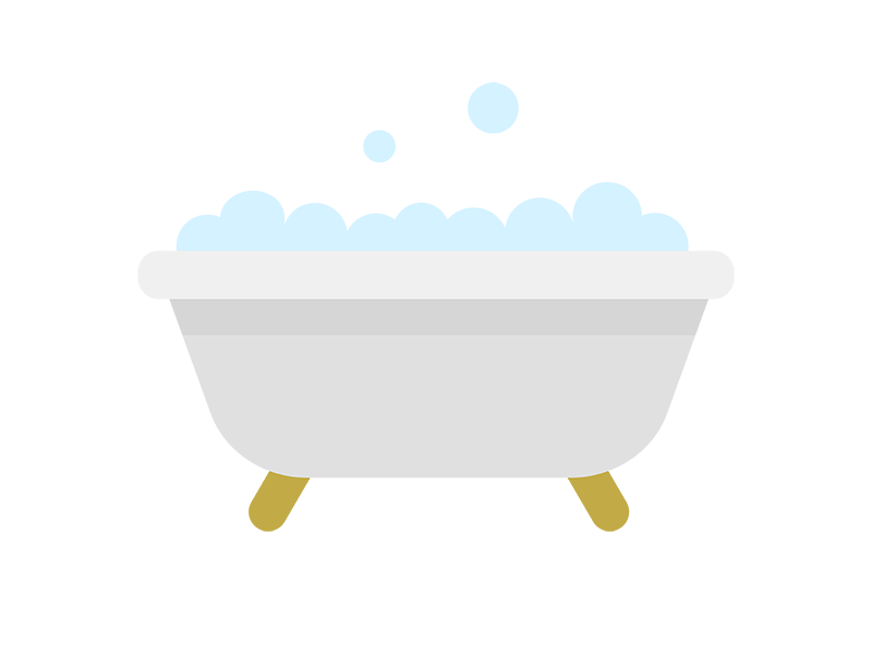 泡立った、バスタブのアイコンの無料イラスト｜透過PNG・商用利用OK