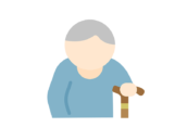 杖をついた、高齢者の男性のアイコンの無料イラスト｜透過PNG・商用利用OK