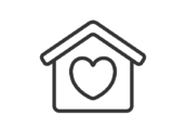 温かい我が家・安心の住まいのアイコン（線画）の無料イラスト