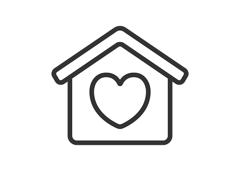 温かい我が家・安心の住まいのアイコン（線画）の無料イラスト｜透過PNG・商用利用OK