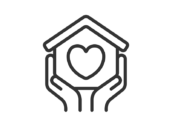 住宅の見守りアイコン（線画）の無料イラスト