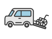 福祉車両のアイコン（線画カラー）の無料イラスト