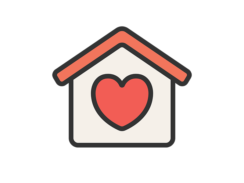 温かい我が家・安心の住まいのアイコン（線画カラー）の無料イラスト｜透過PNG・商用利用OK