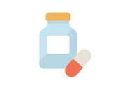 瓶に入った、錠剤のアイコンの無料イラスト｜透過PNG・商用利用OK