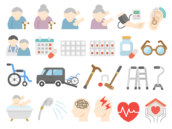 高齢者・介護・医療のアイコンの無料イラストセット｜透過PNG・商用利用OK