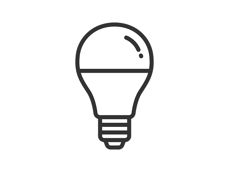 LED電球のアイコン（線画）の無料イラスト｜透過PNG・商用利用OK