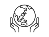 地球を包む、手のアイコン（線画）の無料イラスト｜透過PNG・商用利用OK