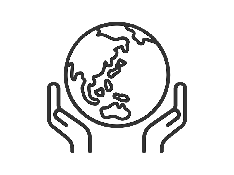 地球を包む、手のアイコン（線画）の無料イラスト｜透過PNG・商用利用OK