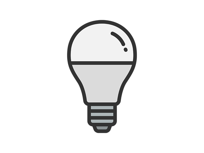 LED電球のアイコン（線画カラー）の無料イラスト｜透過PNG・商用利用OK