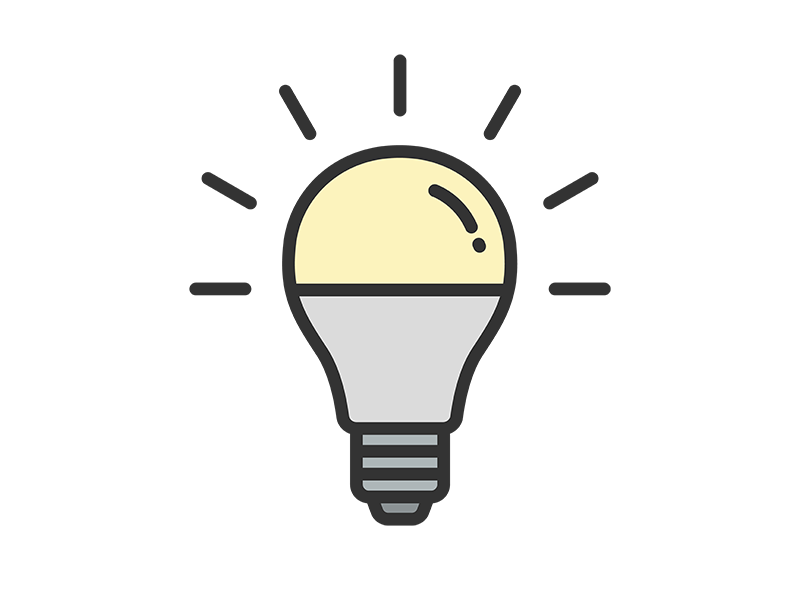 光っている、LED電球のアイコン（線画カラー）の無料イラスト｜透過PNG・商用利用OK