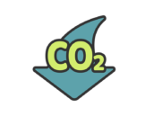 CO2削減のアイコン（線画カラー）の無料イラスト｜透過PNG・商用利用OK