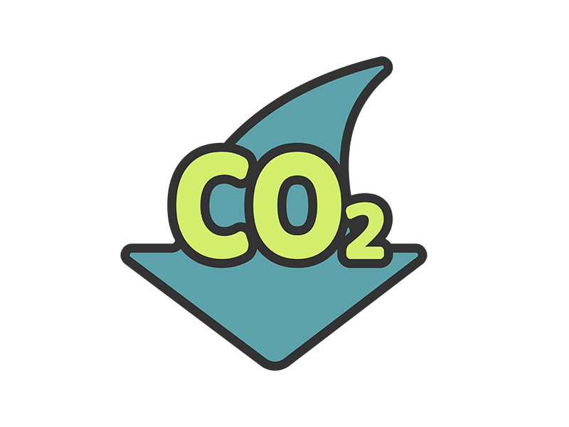 CO2削減のアイコン（線画カラー）の無料イラスト｜透過PNG・商用利用OK