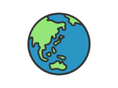 地球のアイコン（線画カラー）の無料イラスト｜透過PNG・商用利用OK