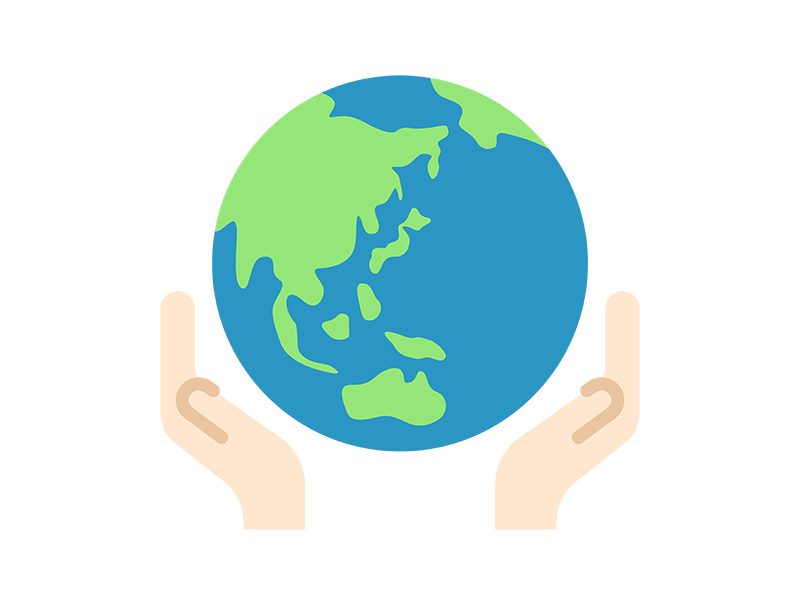 地球を包む、手のアイコンの無料イラスト｜透過PNG・商用利用OK