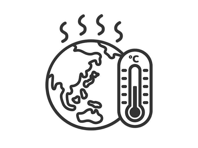 地球温暖化のアイコン（線画）の無料イラスト｜透過PNG・商用利用OK