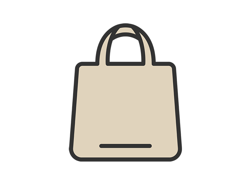 トートバッグのアイコン（線画カラー）の無料イラスト｜透過PNG・商用利用OK