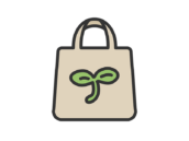 エコバッグのアイコン（線画カラー）の無料イラスト｜透過PNG・商用利用OK