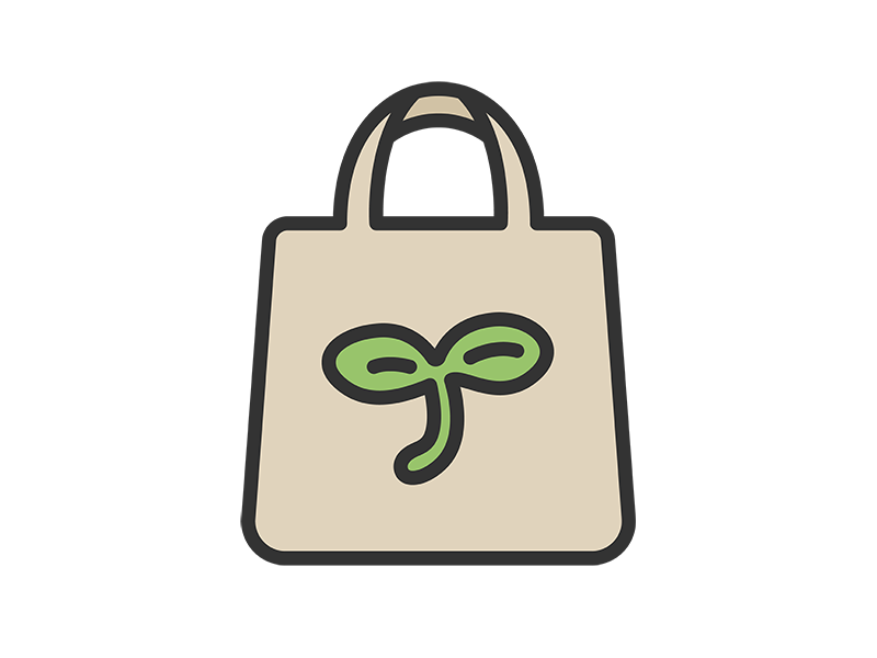 エコバッグのアイコン（線画カラー）の無料イラスト｜透過PNG・商用利用OK