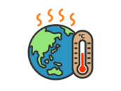 地球温暖化のアイコン（線画カラー）の無料イラスト｜透過PNG・商用利用OK
