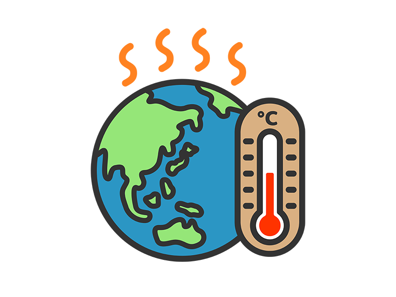 地球温暖化のアイコン（線画カラー）の無料イラスト｜透過PNG・商用利用OK