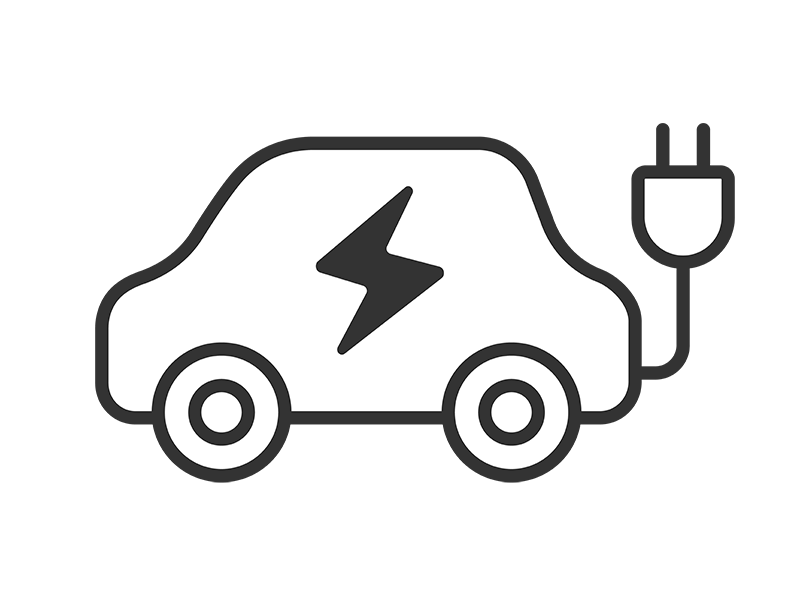 電気自動車のアイコン（線画）の無料イラスト｜透過PNG・商用利用OK