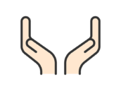受け止める手のアイコン（線画カラー）の無料イラスト｜透過PNG・商用利用OK