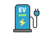 EVスタンドのアイコン（線画カラー）の無料イラスト｜透過PNG・商用利用OK