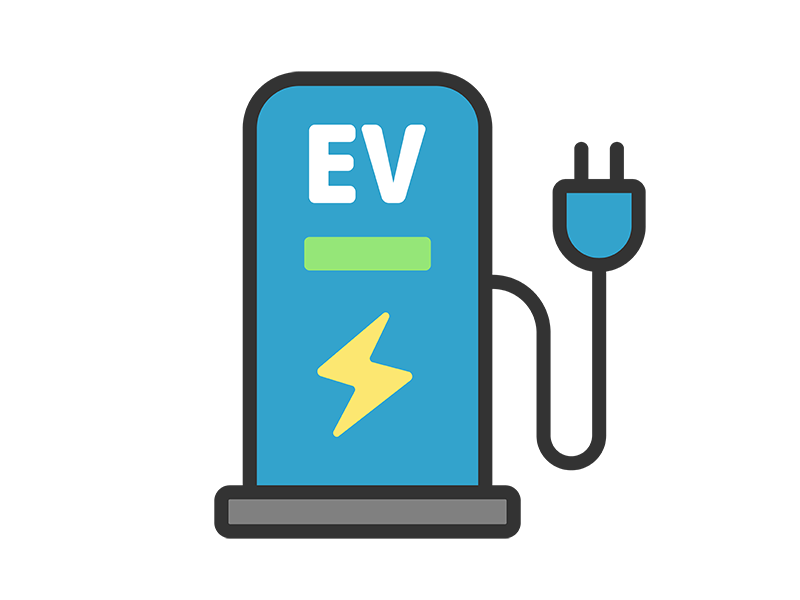 EVスタンドのアイコン（線画カラー）の無料イラスト｜透過PNG・商用利用OK