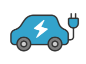 電気自動車のアイコン（線画カラー）の無料イラスト｜透過PNG・商用利用OK