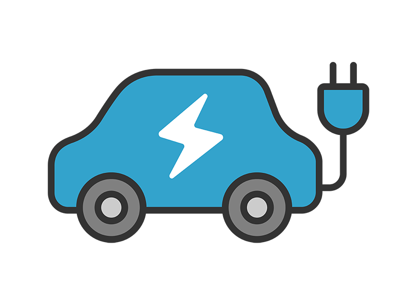 電気自動車のアイコン（線画カラー）の無料イラスト｜透過PNG・商用利用OK