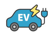 EV自動車のアイコン（線画カラー）の無料イラスト｜透過PNG・商用利用OK