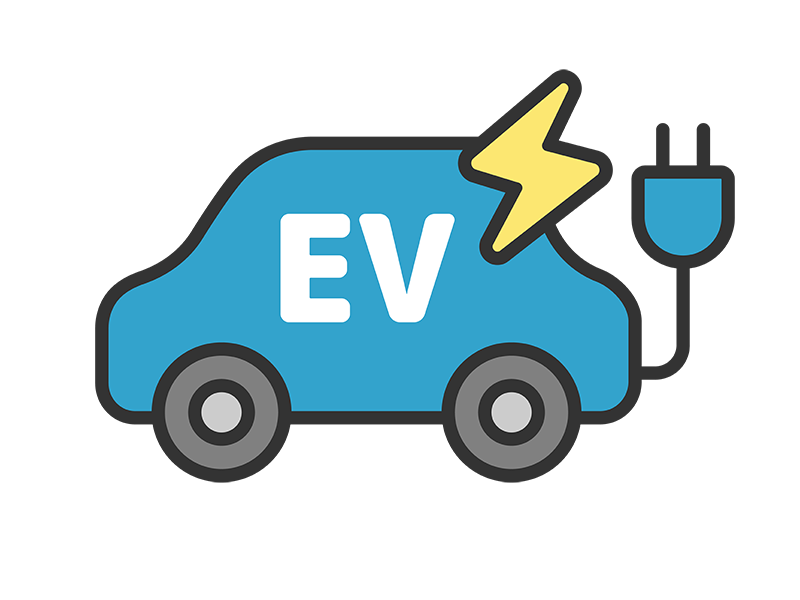 EV自動車のアイコン（線画カラー）の無料イラスト｜透過PNG・商用利用OK