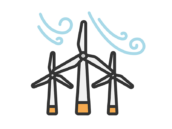 風力発電のアイコン（線画カラー）の無料イラスト｜透過PNG・商用利用OK