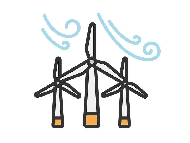 Free illustration of wind power generation icon (line drawing color)