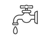 蛇口から出る、水のアイコン（線画）の無料イラスト｜透過PNG・商用利用OK