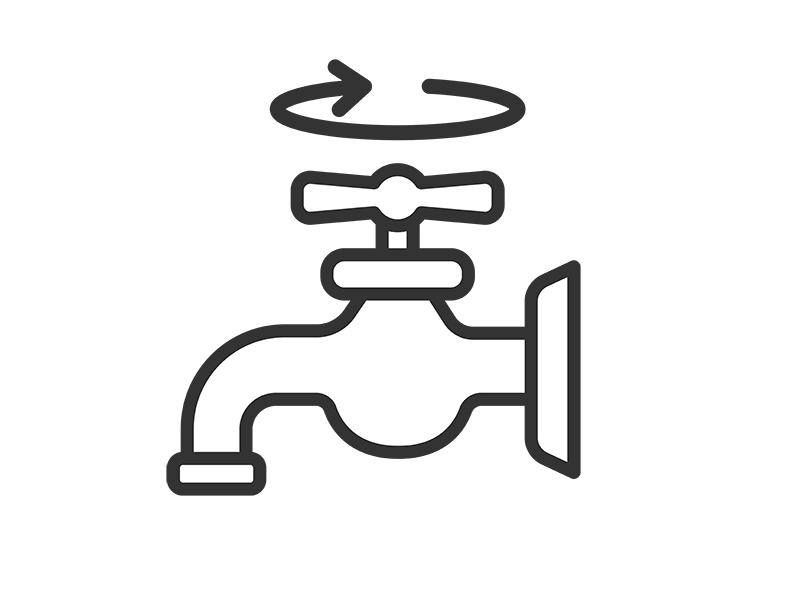 Free illustration of water saving icon (line drawing), turning off the faucet