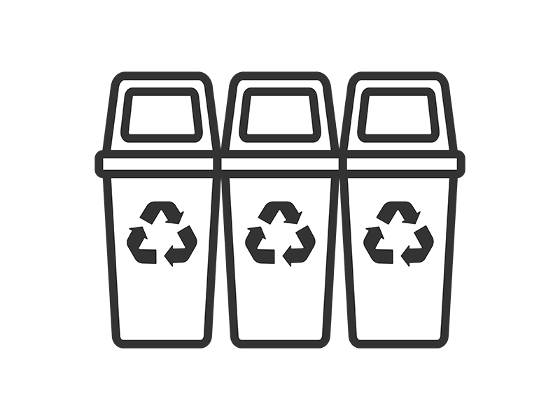 Free illustration of recyclable garbage collection box icon (line drawing)