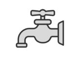 水道の蛇口のアイコン（線画カラー）の無料イラスト