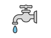 蛇口から出る、水のアイコン（線画カラー）の無料イラスト｜透過PNG・商用利用OK