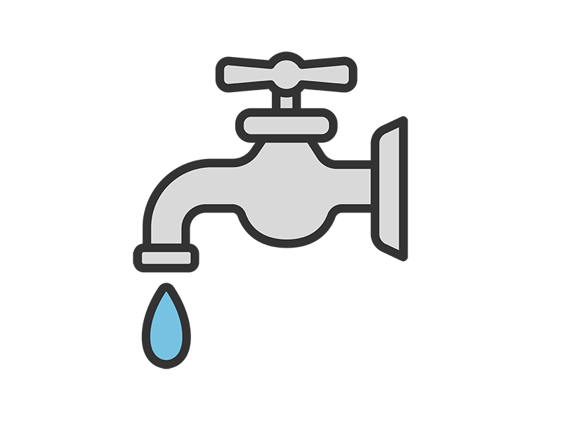 蛇口から出る、水のアイコン（線画カラー）の無料イラスト｜透過PNG・商用利用OK